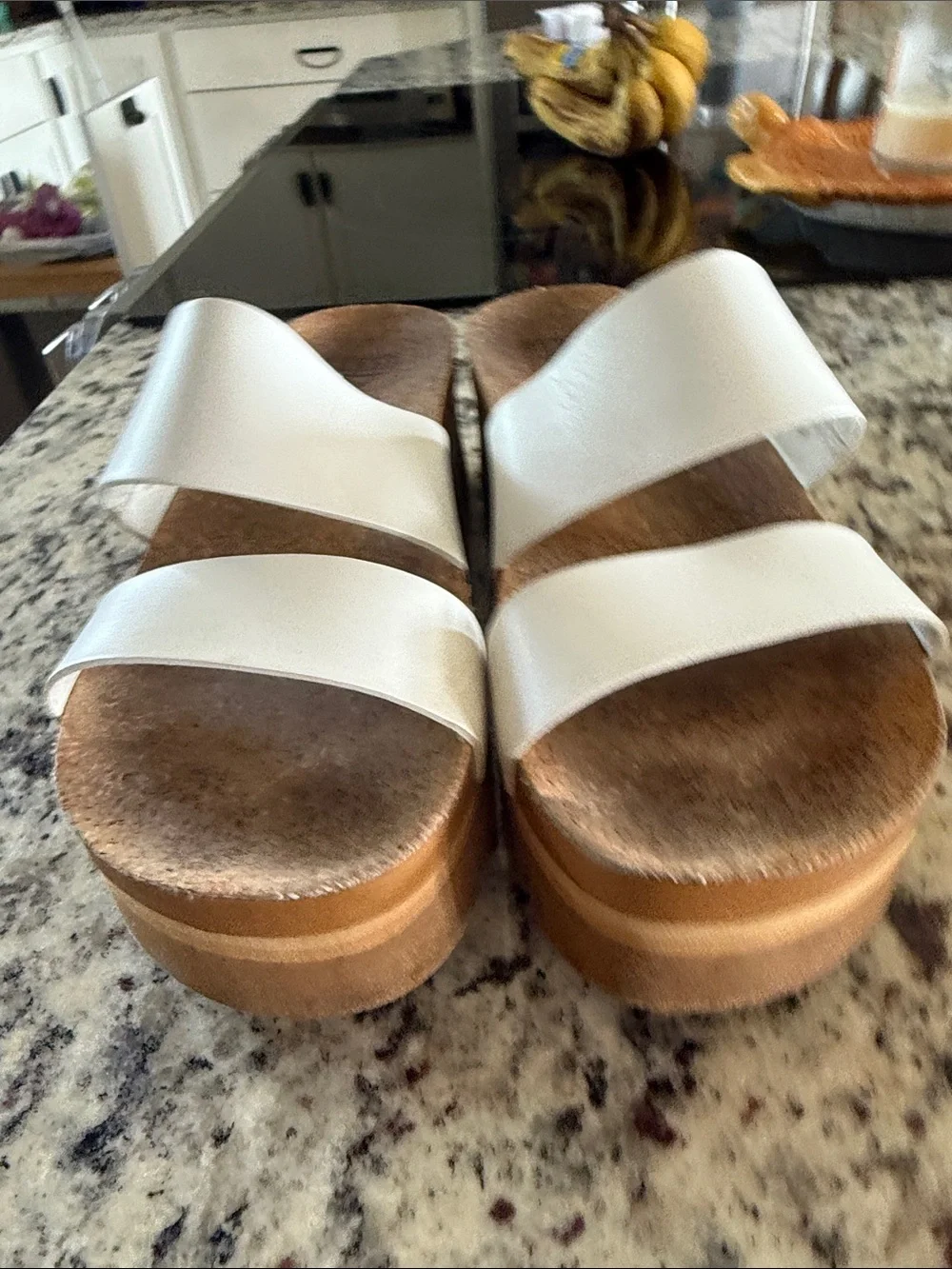 Reef Kids White Double-Strap Cork Slide Sandals